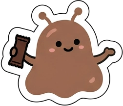 Cacao character holding a Good Bugs bar